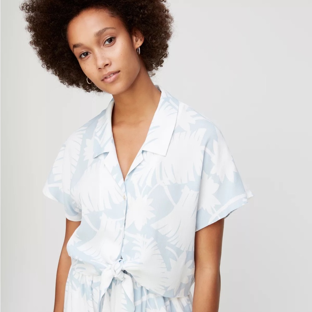 ARITZIA | Wilfred Free The Tie-Front Blouse in Yellow/White XS